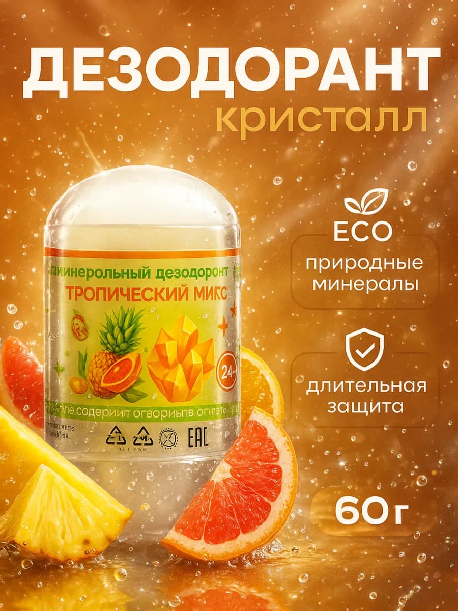 Минеральный дезодорант кристалл