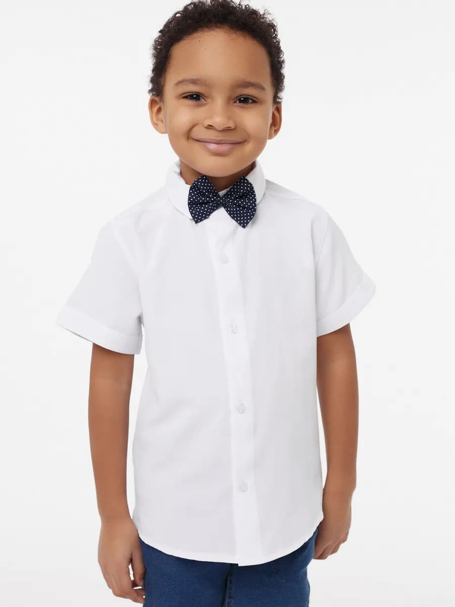Рубашка с коротким рукавом и бабочкой белая