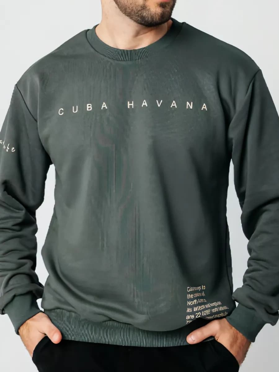 Свитшот мужской базовый с принтом оверсайз без начеса