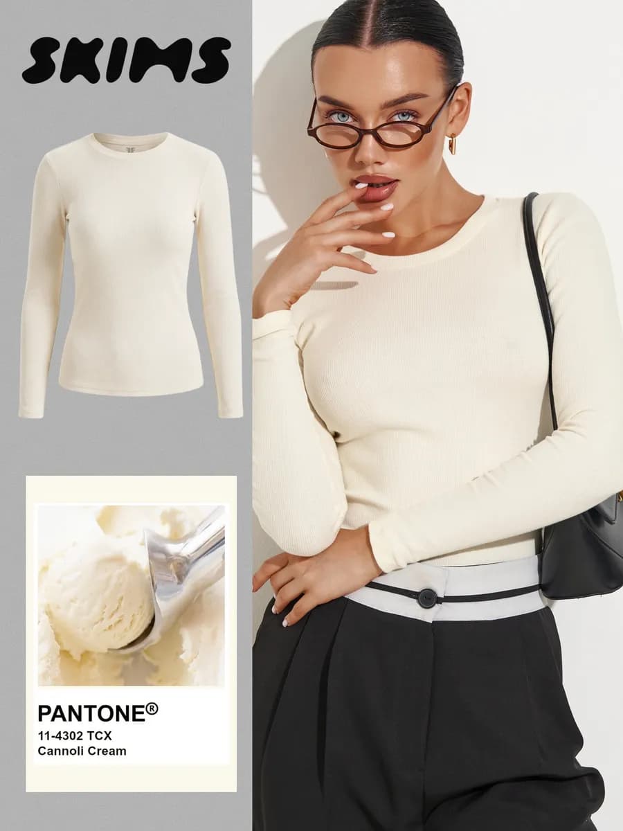 Лонгслив в рубчик облегающий skims