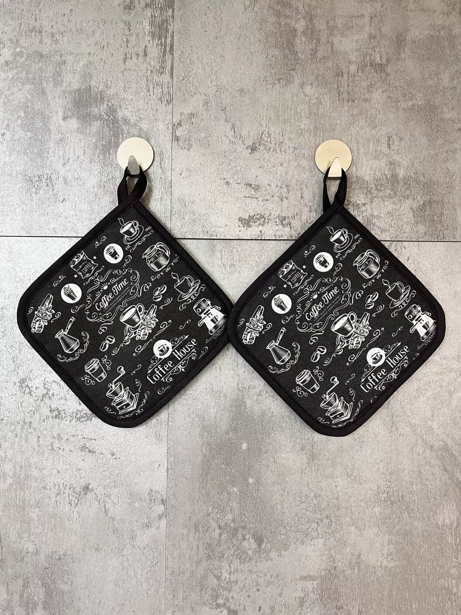 Набор прихваток кофе ПК34 черный17х17см