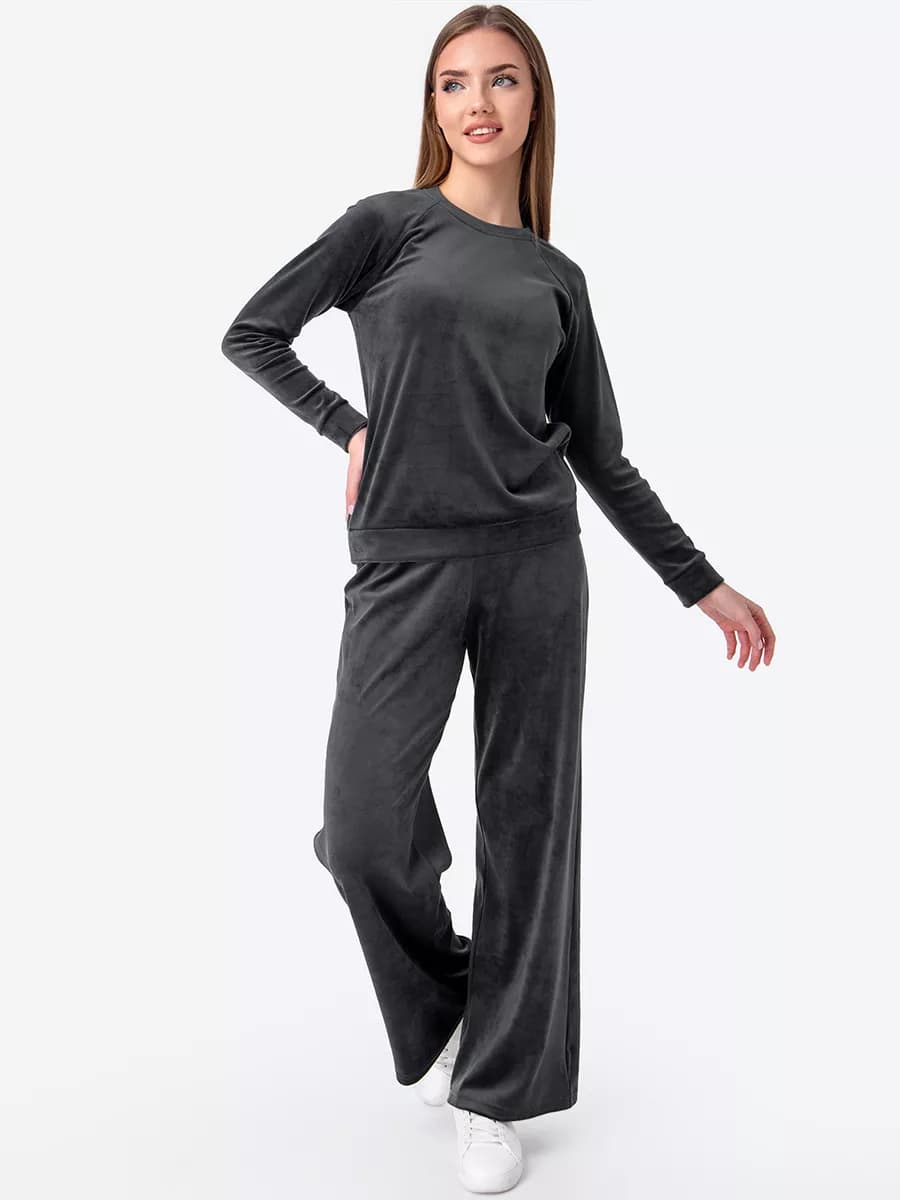 Костюм велюровый с брюками палаццо домашний