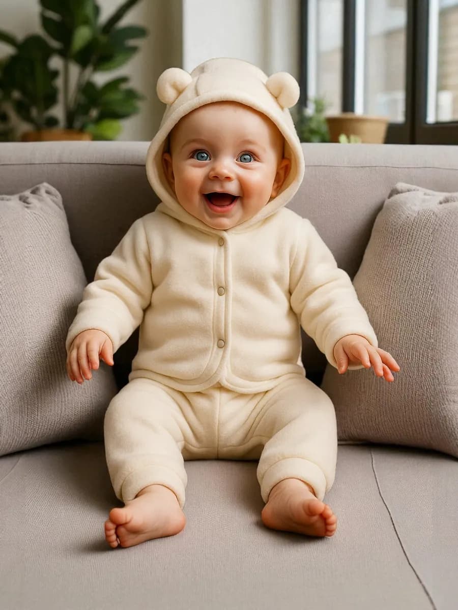 флисовый костюм для новорожденных кофта и штаны