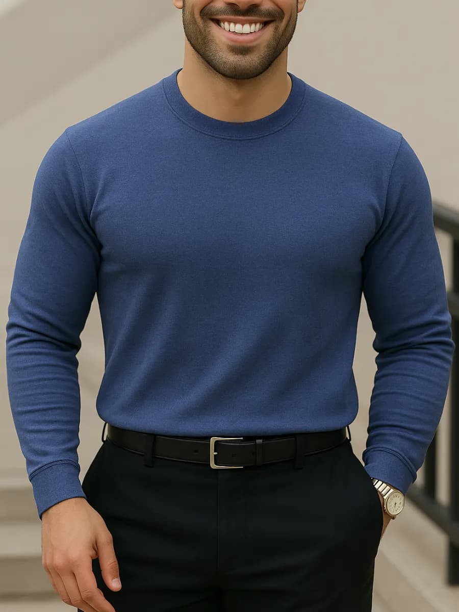 Лонгслив с длинным рукавом базовый из хлопка без начеса