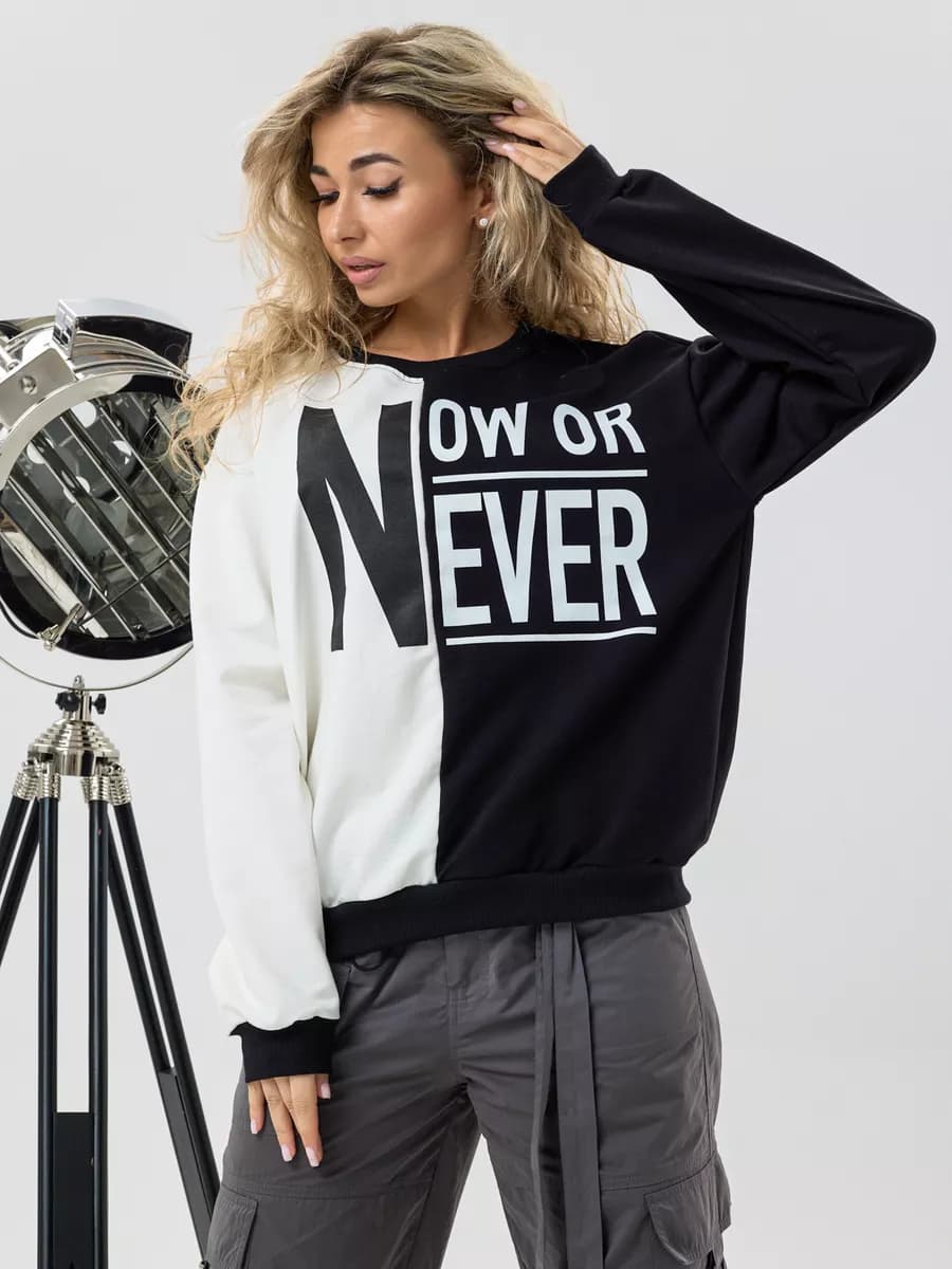 Свитшот оверсайз хлопковый трикотажный