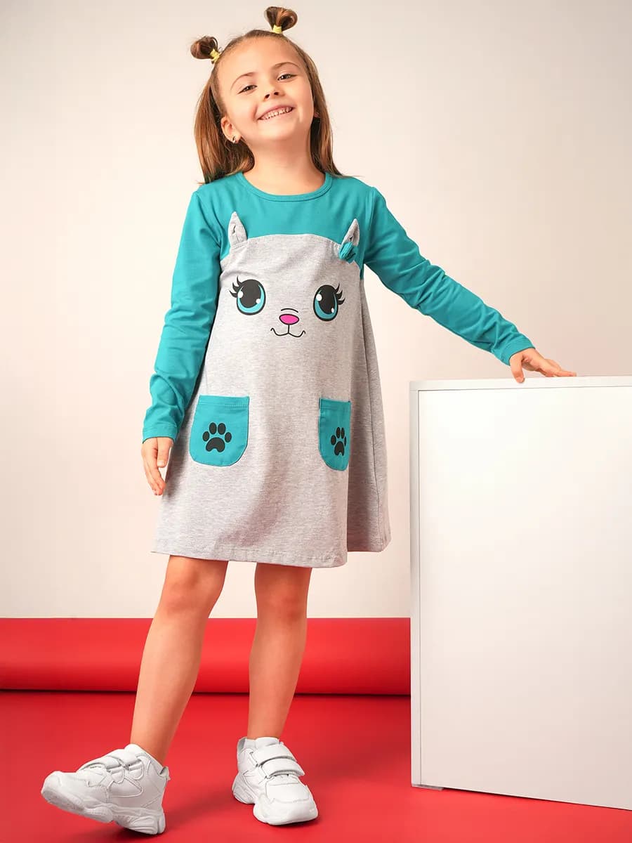 Платье детское с длинным рукавом хлопковое