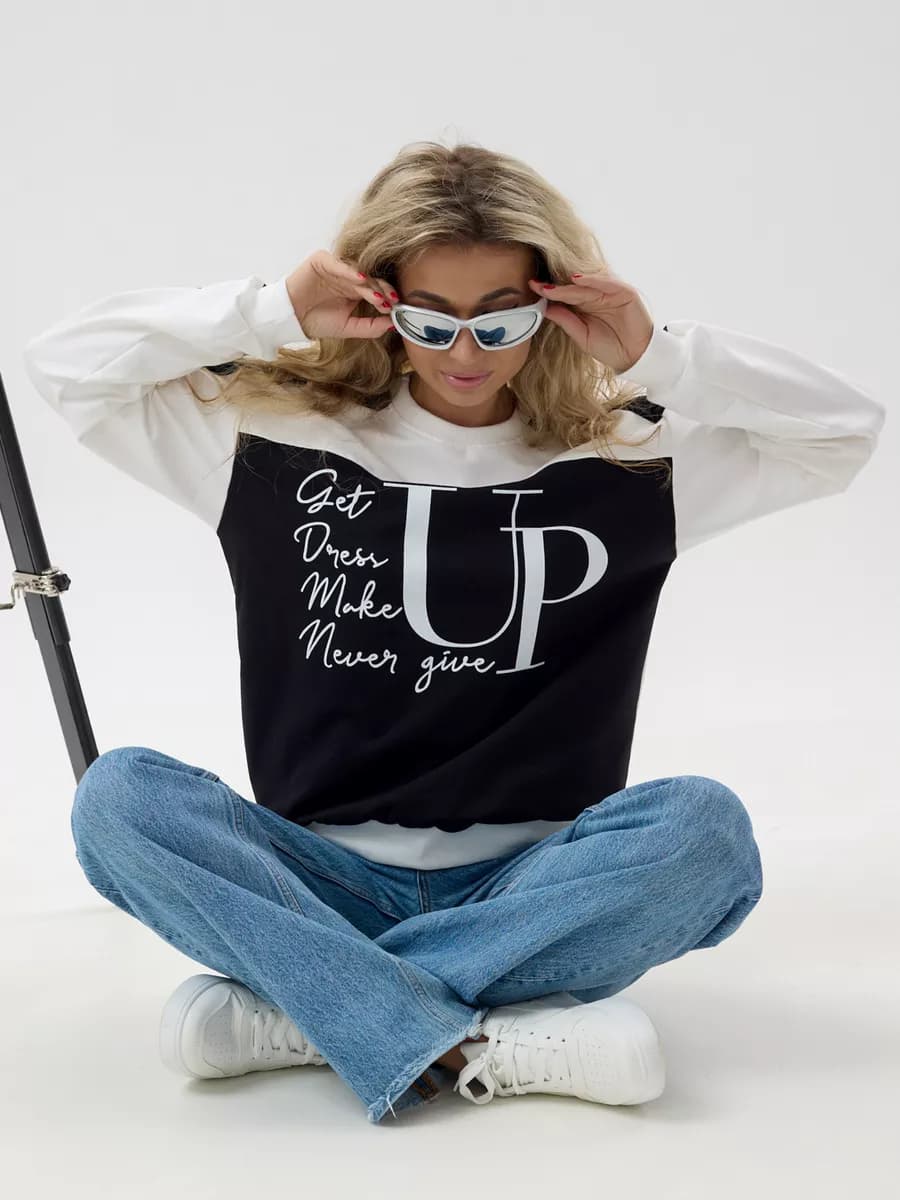 Свитшот оверсайз хлопковый трикотажный