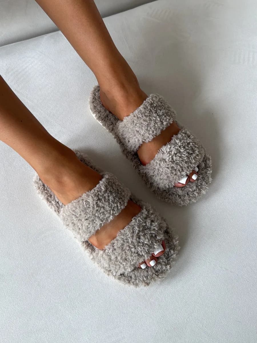 Тапочки домашние меховые открытые