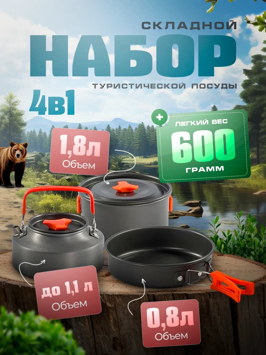 Набор посуды туристической аксессуар походный