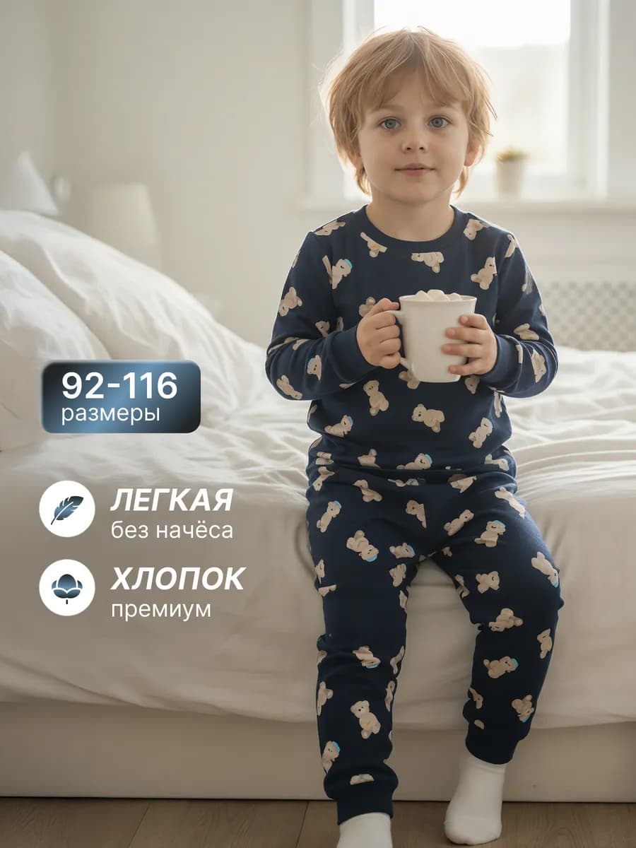 Пижама детская костюм со штанами и кофтой