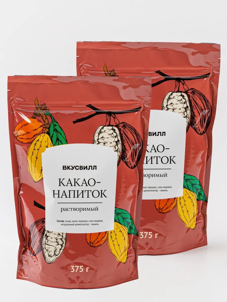 Какао-напиток растворимый, 2 шт по 375 гр