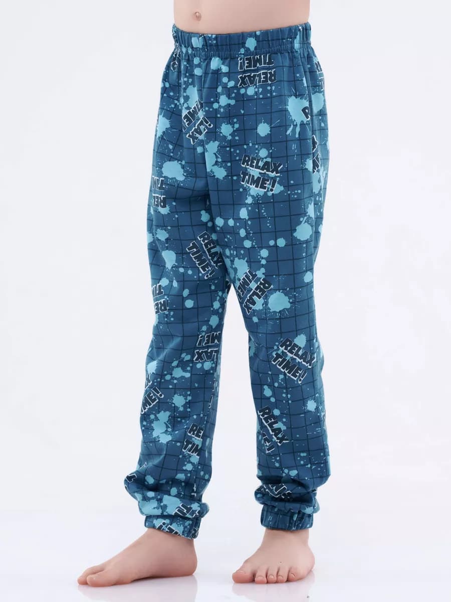 Брюки домашние с манжетами с принтом