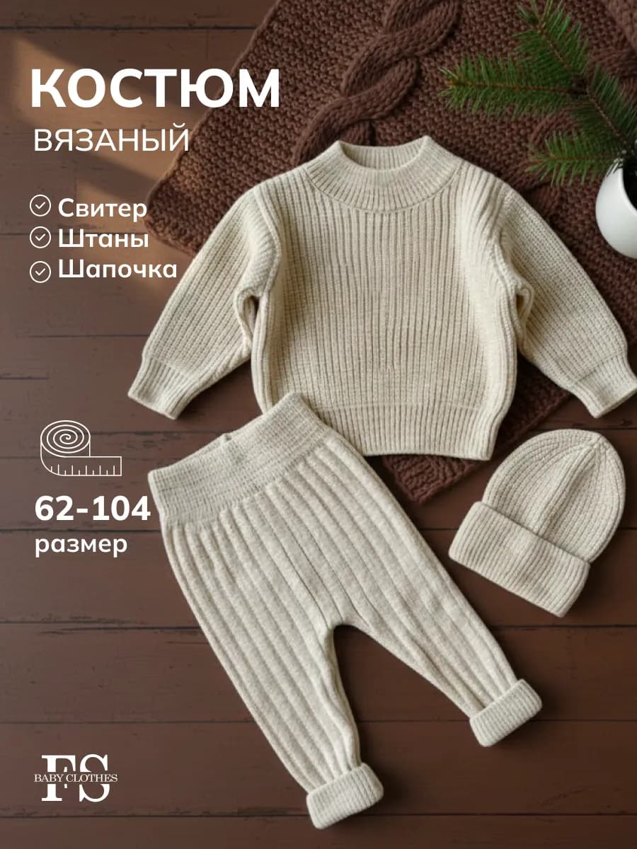 Вязаный костюм для новорожденного малыша