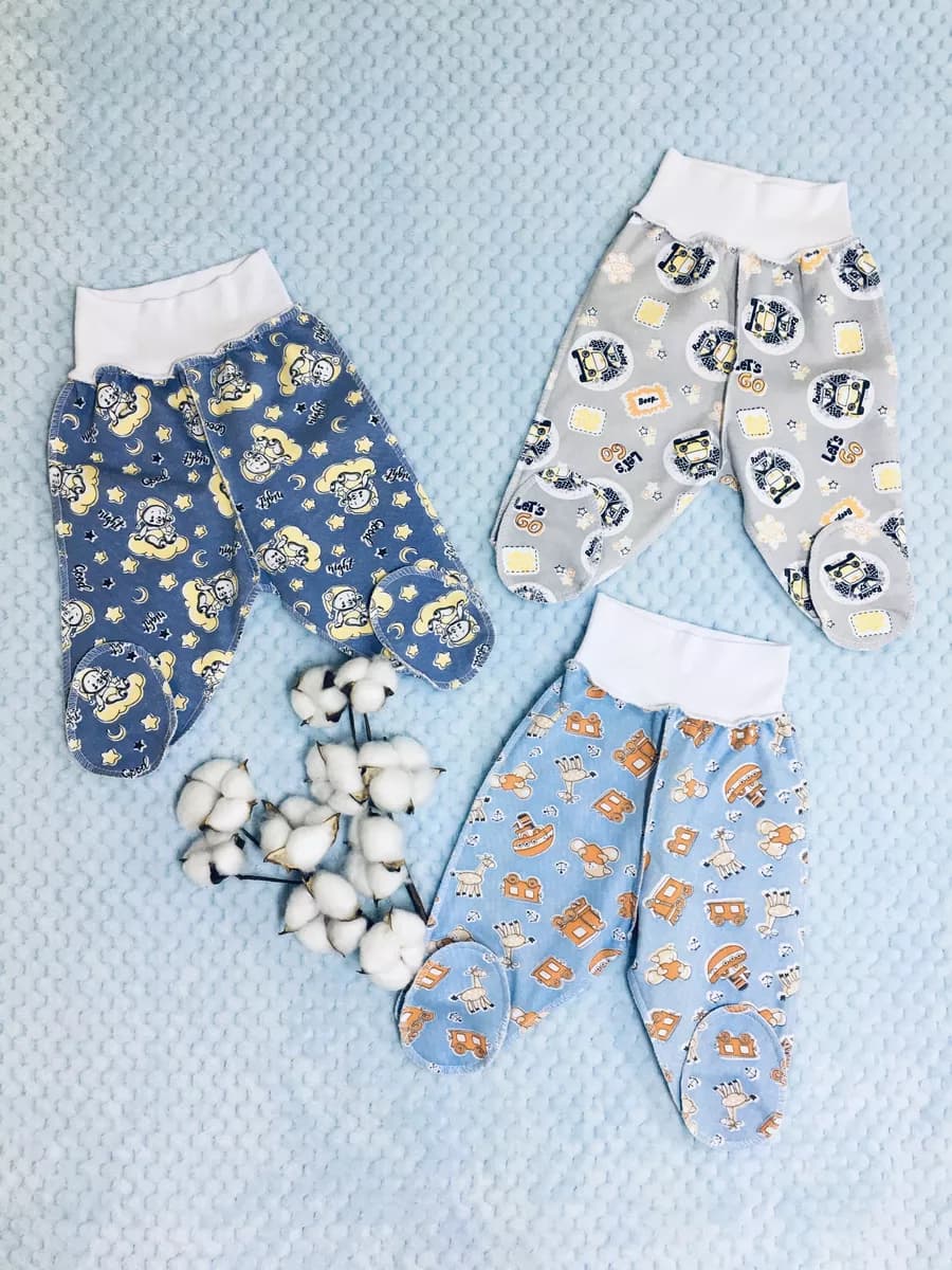 Ползунки для мальчика 3 шт футер с начёсом