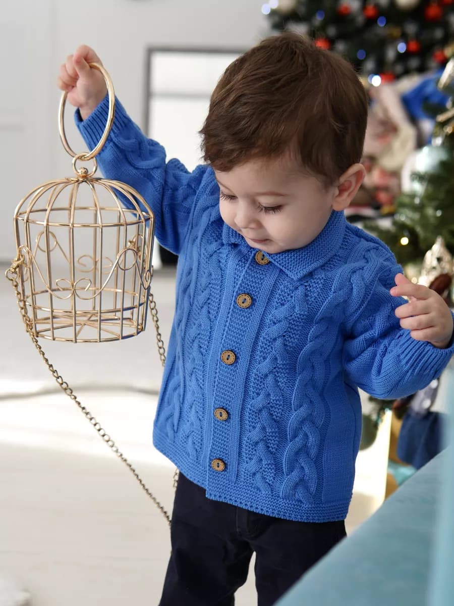 Кардиган кофточка вязаная для малышей и новорожденных