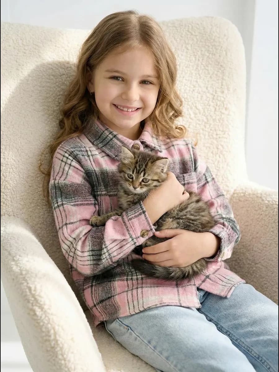 Рубашка детская клетчатая оверсайз утепленная