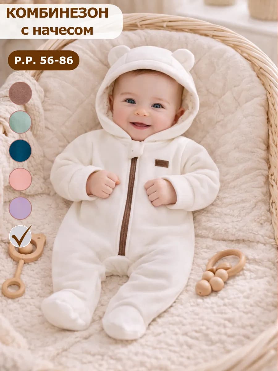 Комбинезон для новорожденных с начесом демисезонный