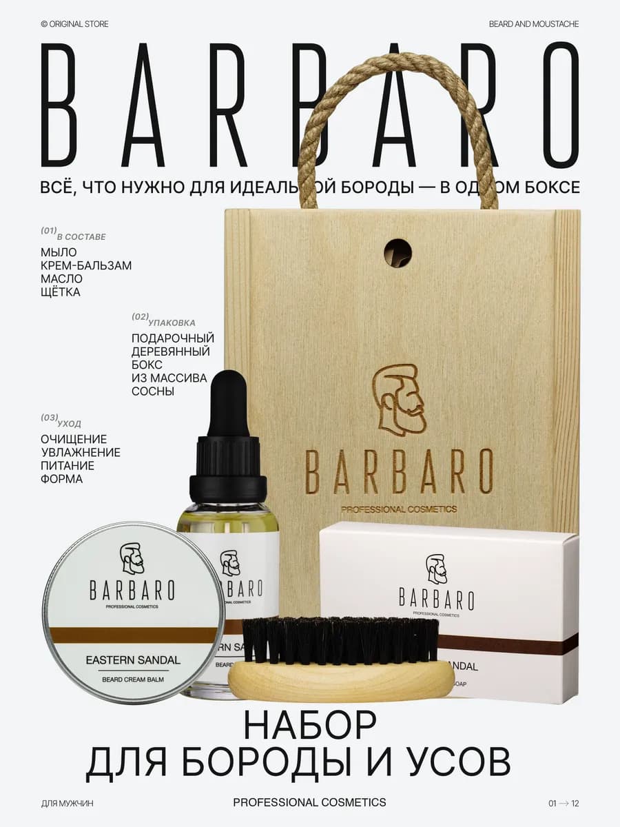 Набор для ухода за бородой, подарочный 4 в 1