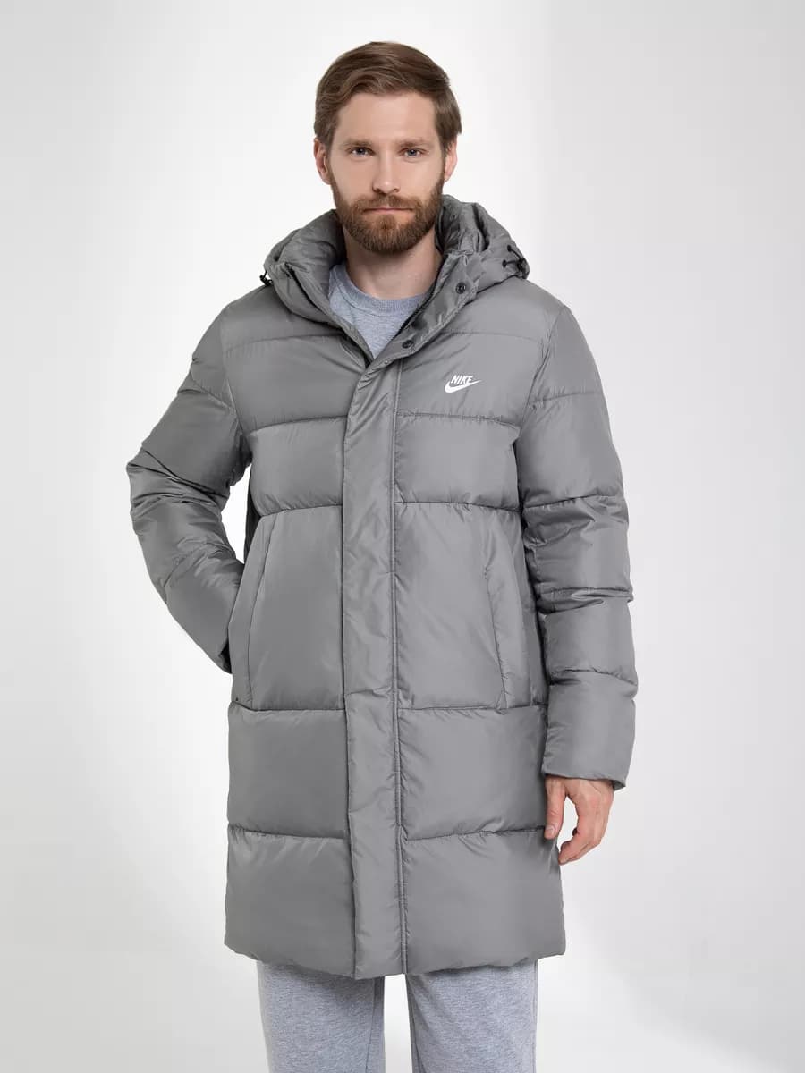 Пуховик спортивный куртка удлиненная с капюшоном