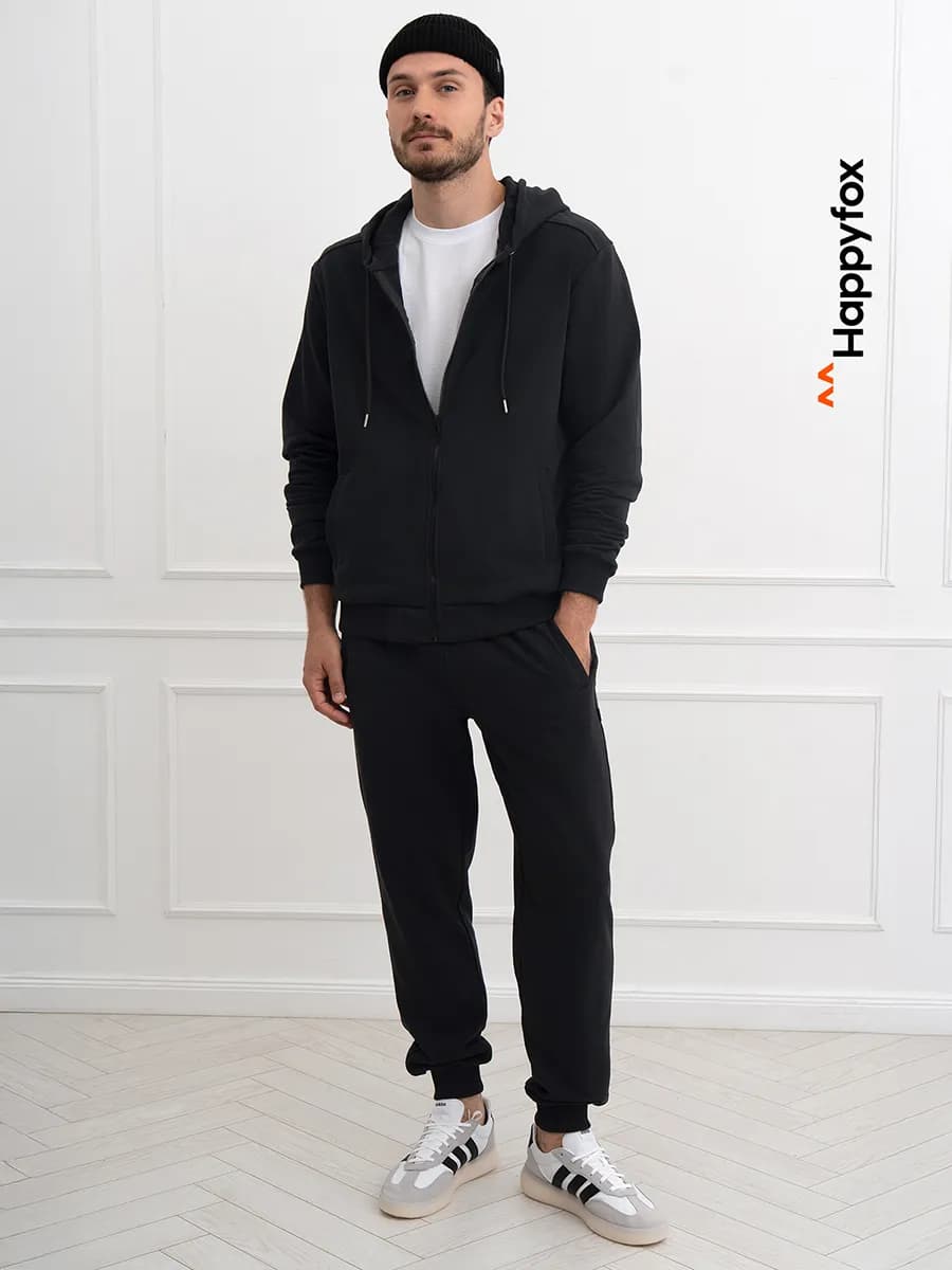 Костюм спортивный на молнии с капюшоном из футера трехнитки