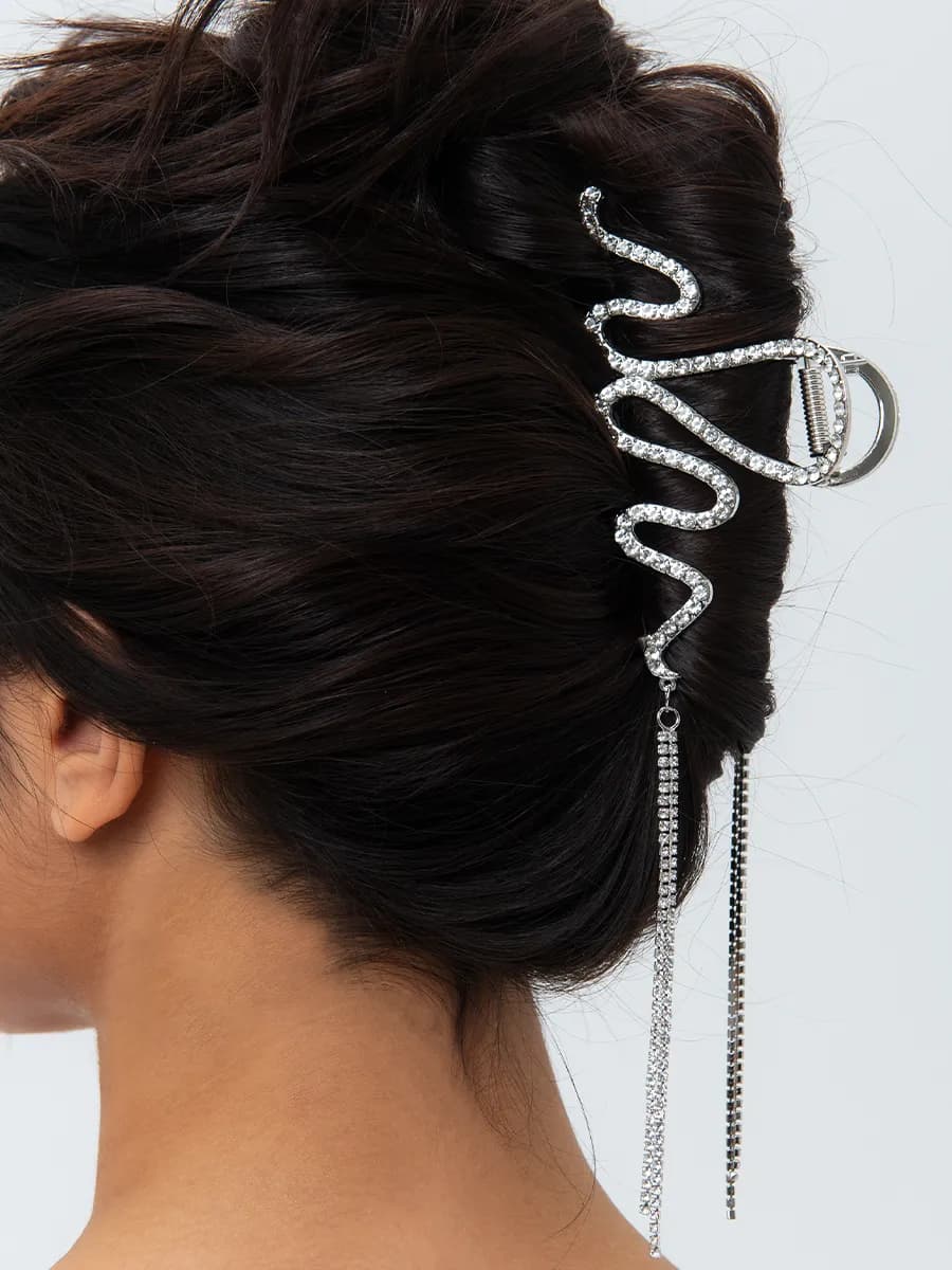 Крабик для волос большой металлический Змея y2k