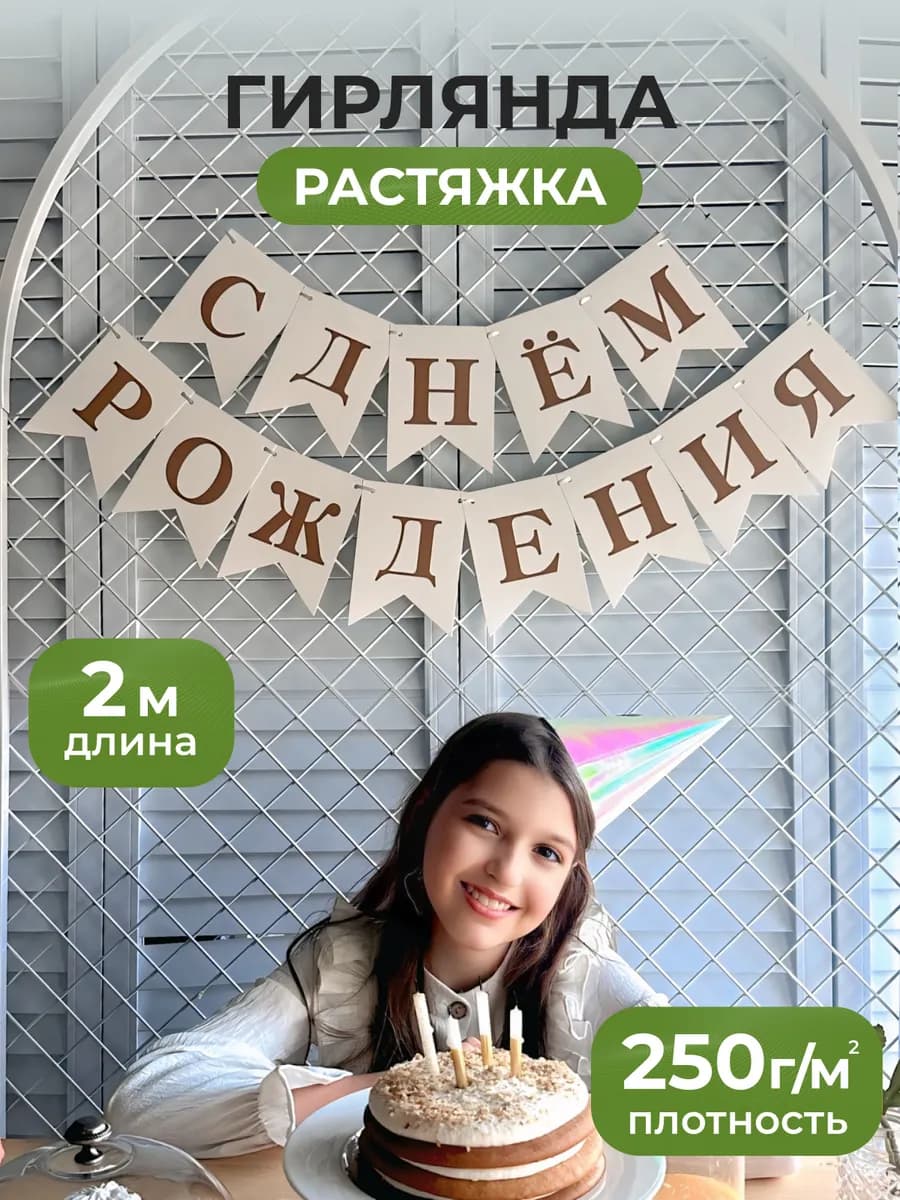 Растяжка - гирлянда - флажки С Днем Рождения