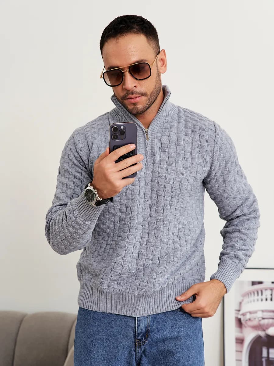 Теплый джемпер мужской на молнии