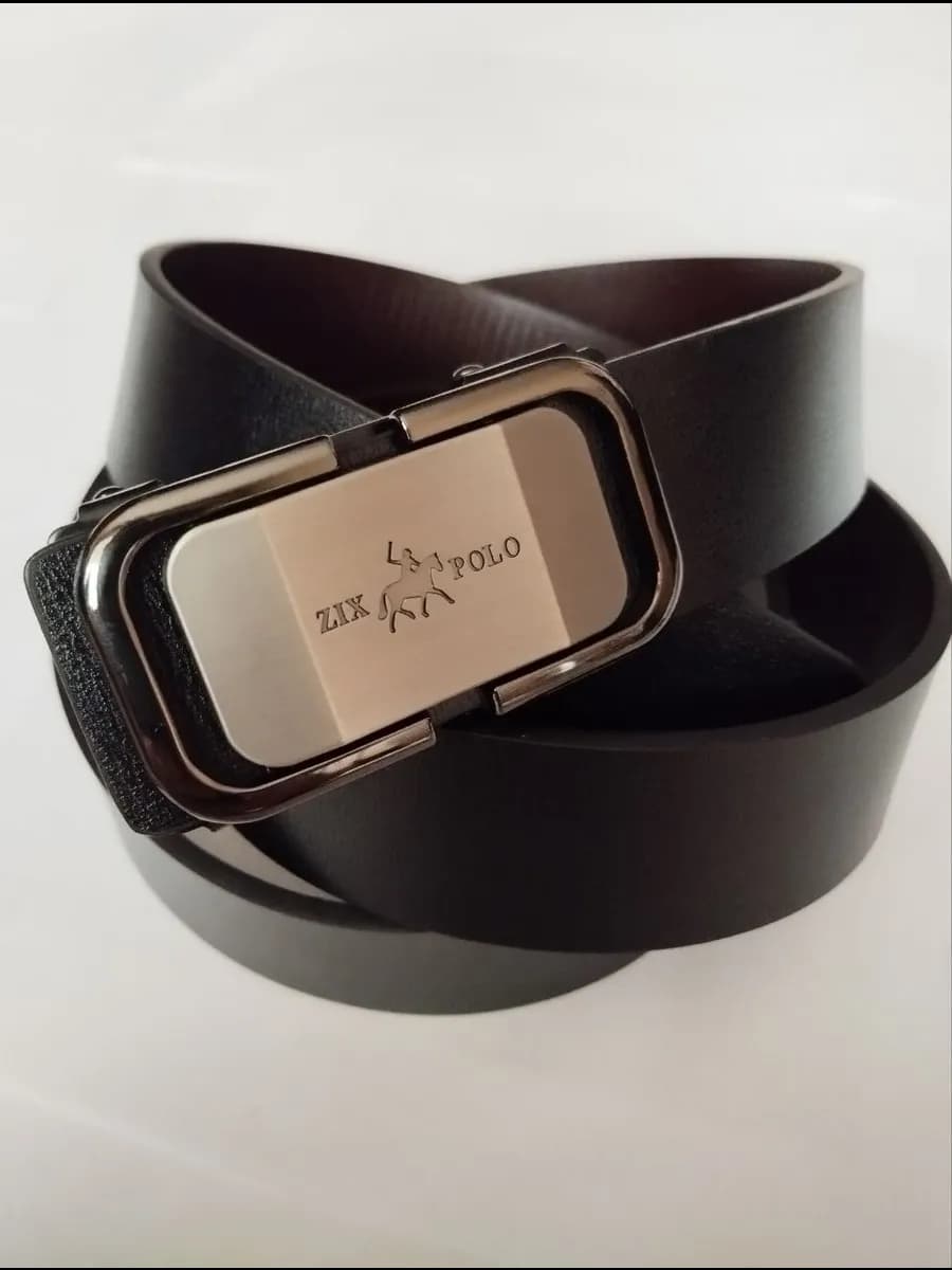 Ремень кожаный с автоматической пряжкой для джинс и брюк