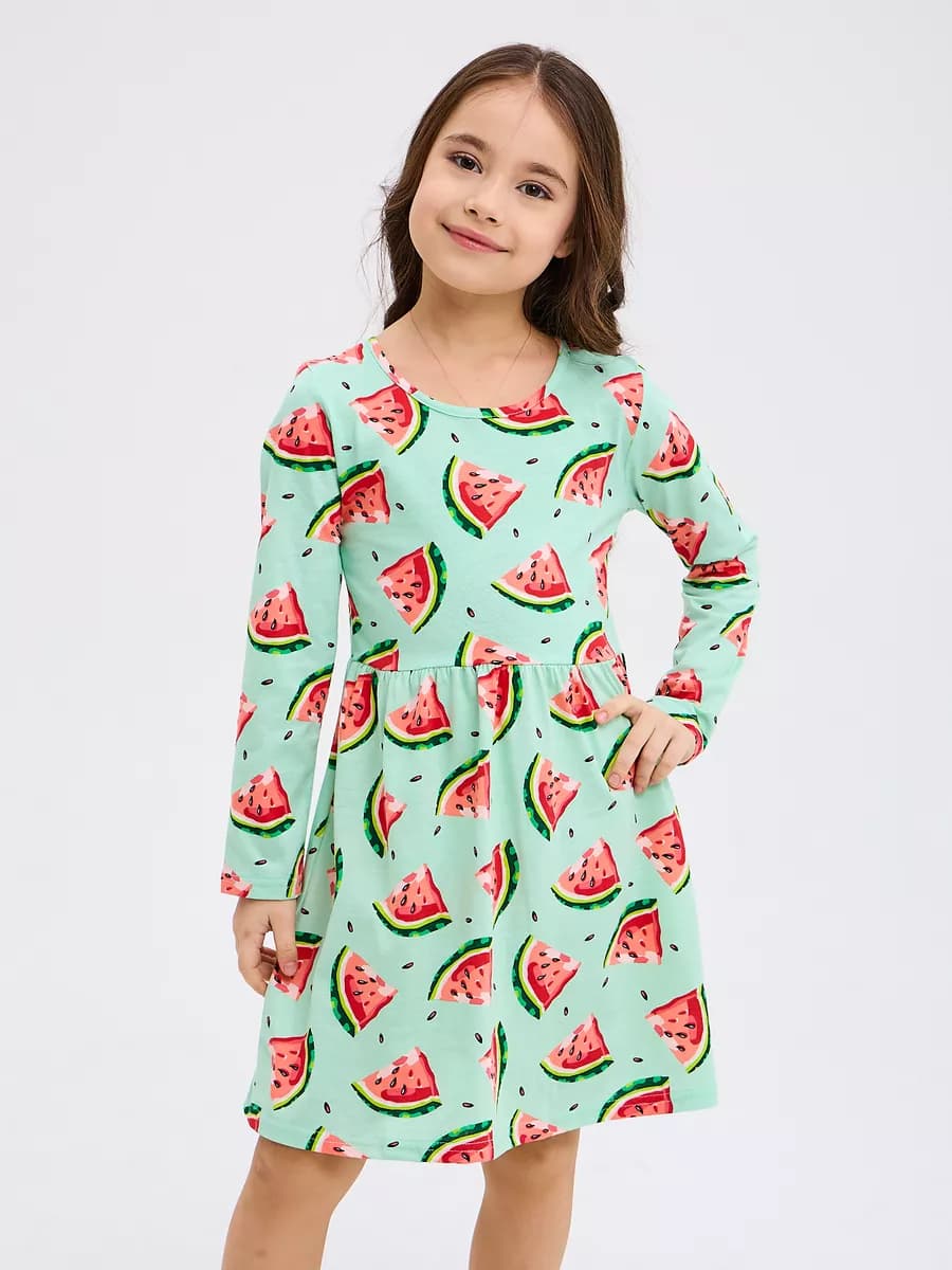 Платье для девочки с длинным рукавом в сад или прогулку