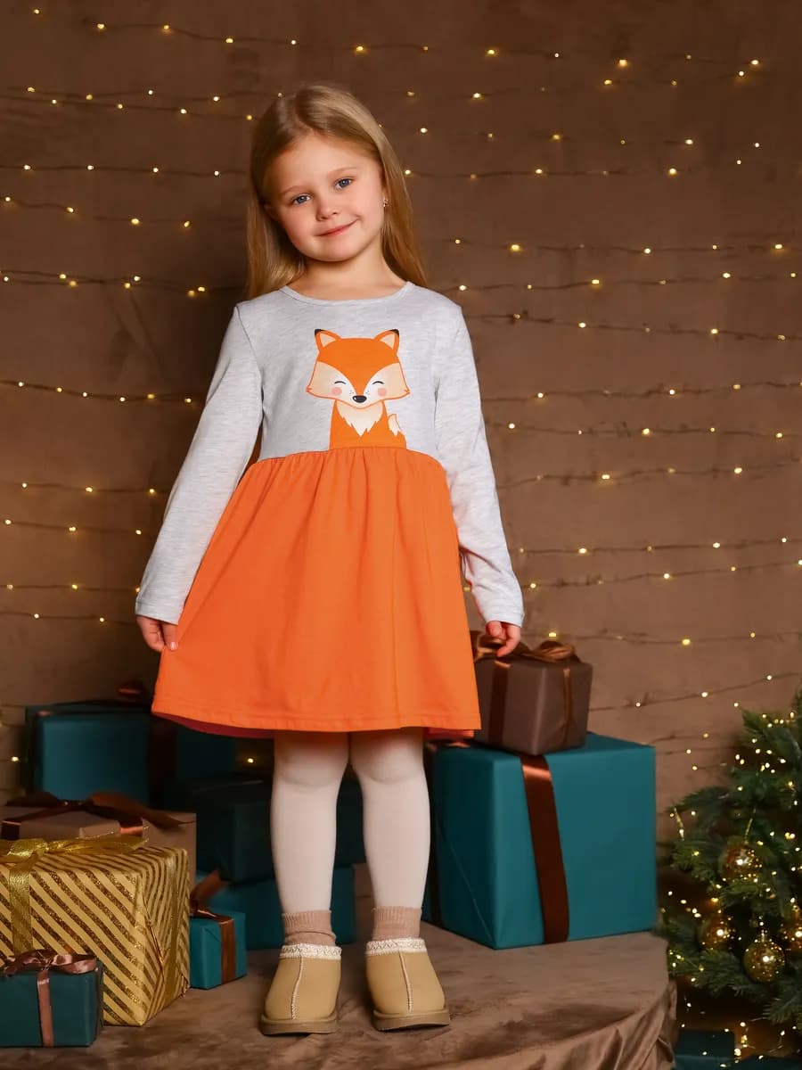 Платье в садик с длинным рукавом