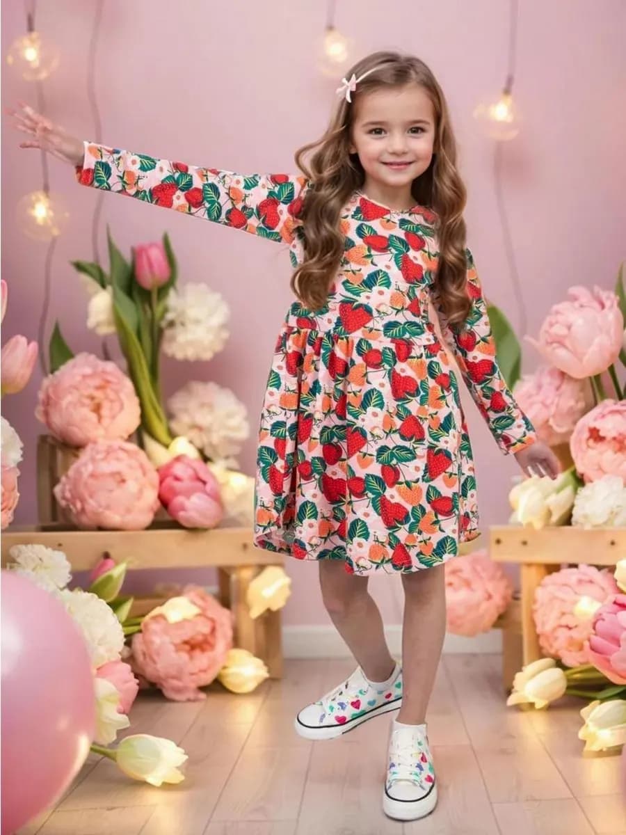 Платье в садик с длинным рукавом