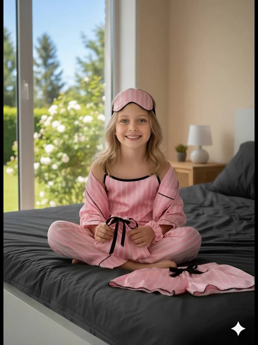 Пижама детская с шортами и штанами шелковая 7 в 1