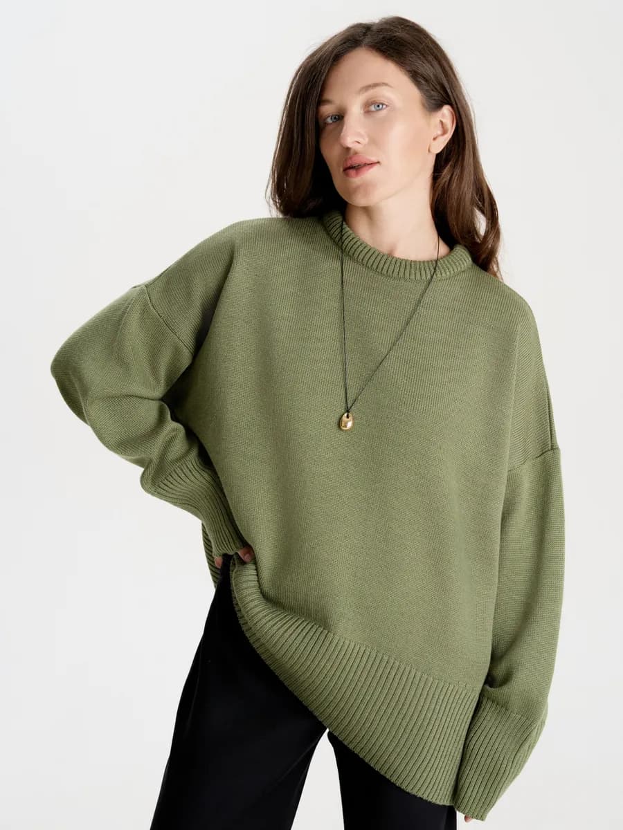 Свитер вязаный джемпер из шерсти шерстяной