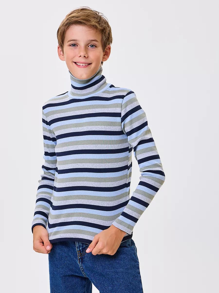 Водолазка школьная детская с горлом в полоску хлопок