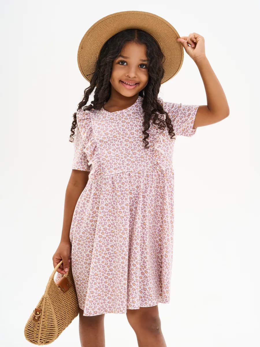 Платье для девочки леопардовое хлопок