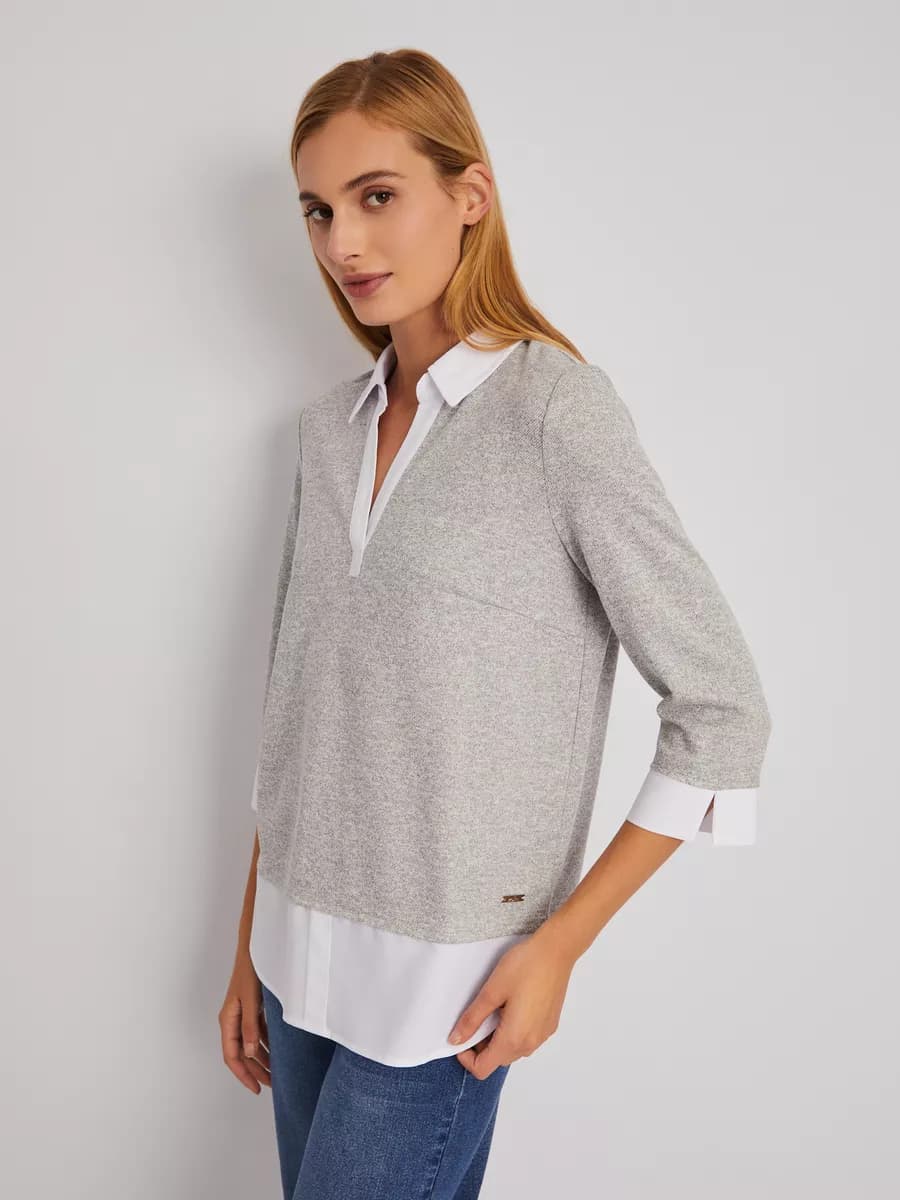 Женский джемпер с имитацией блузки