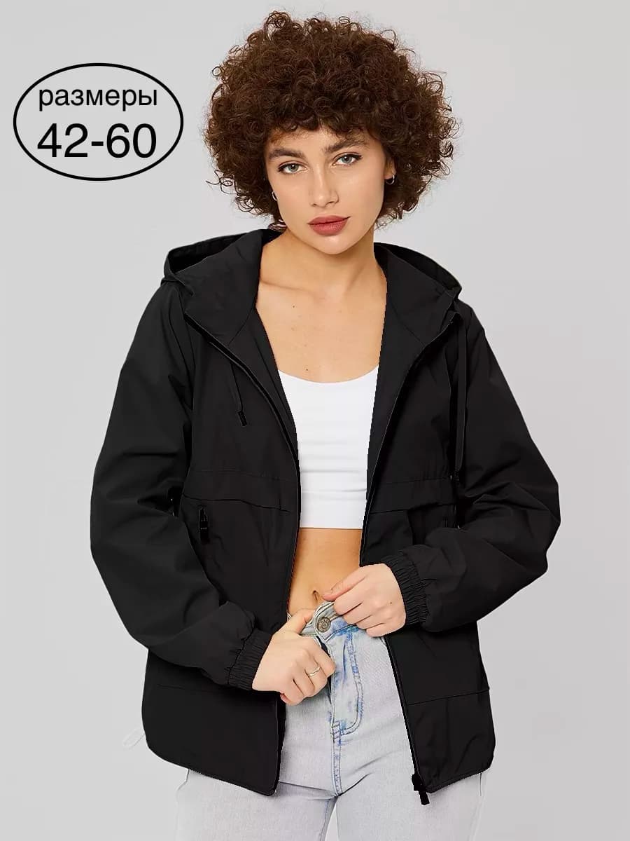 Ветровка с капюшоном больших размеров
