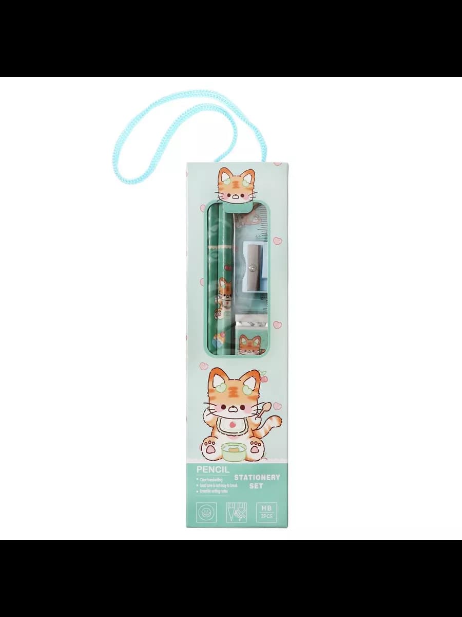 Набор канцелярский, 5 предметов, зеленый