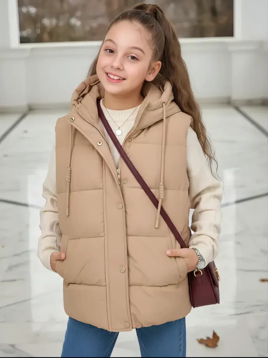 Жилет осенний с капюшоном