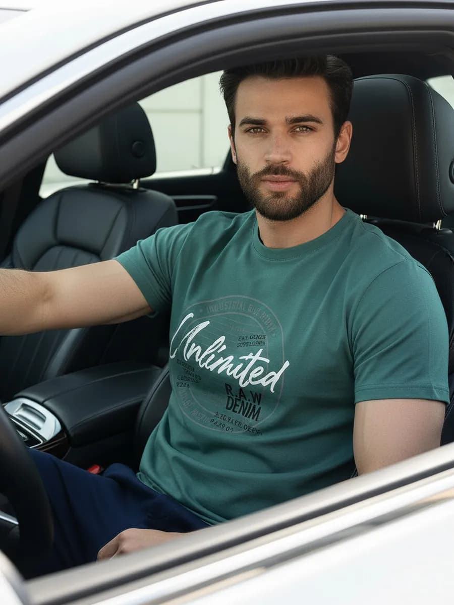 Футболка мужская базовая с принтом хлопок