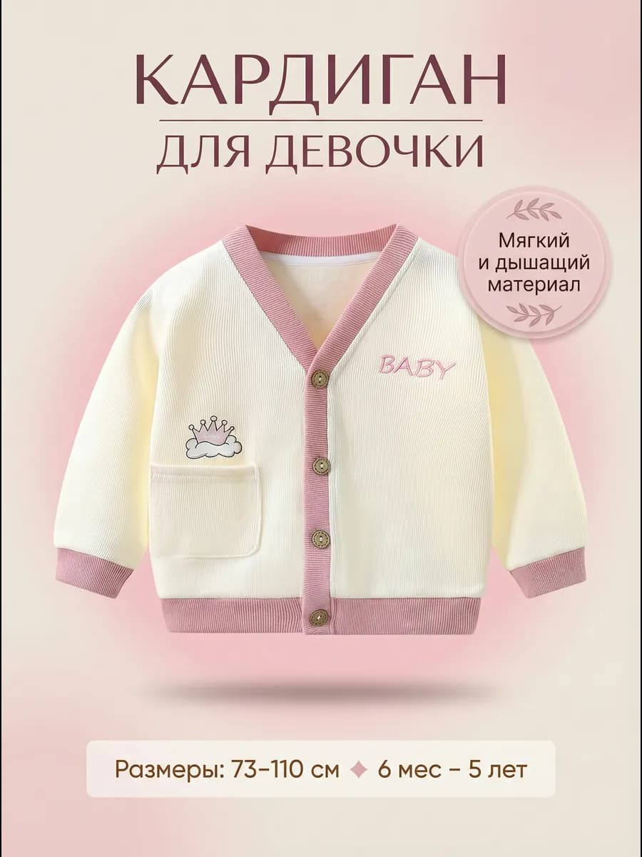 Кардиган детский трикотажный на пуговицах, кофта