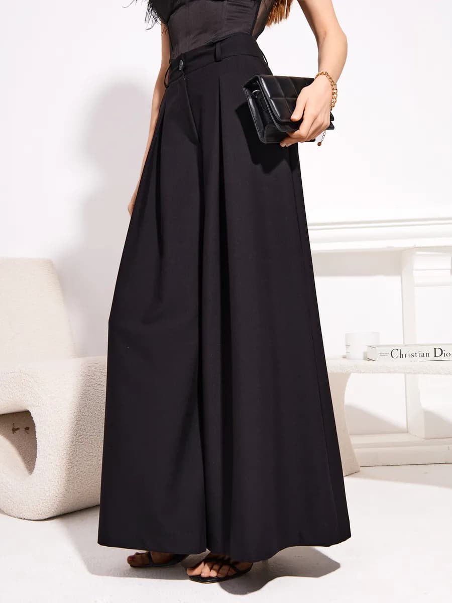 Брюки палаццо классические широкие с завышенной талией