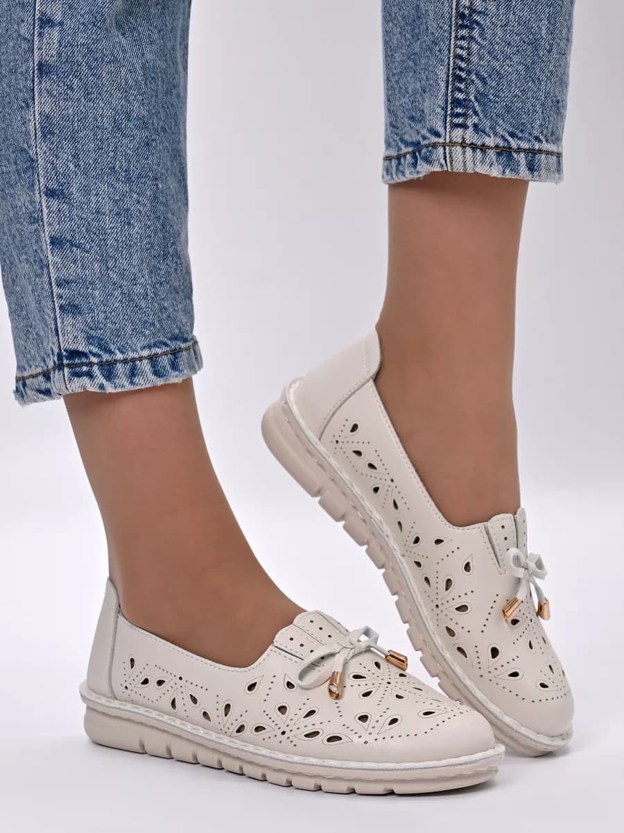 Мокасины летние кожаные с перфорацией