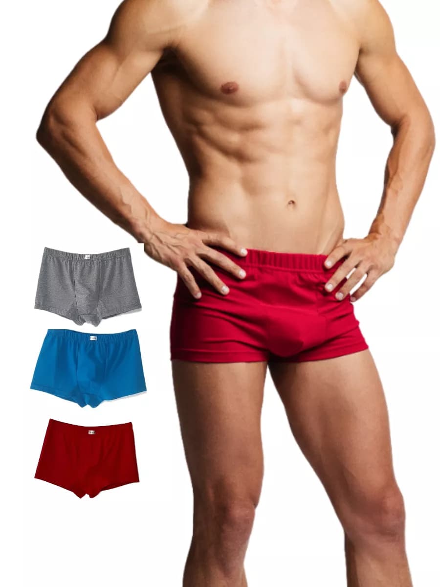 Трусы мужские и подростковые боксеры однотонные 3 шт