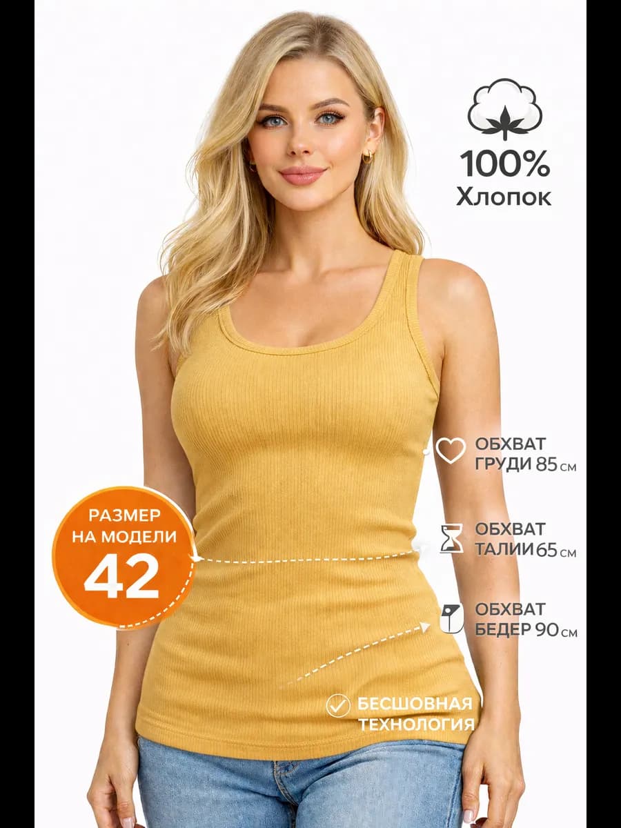 Майка в рубчик бельевая базовая