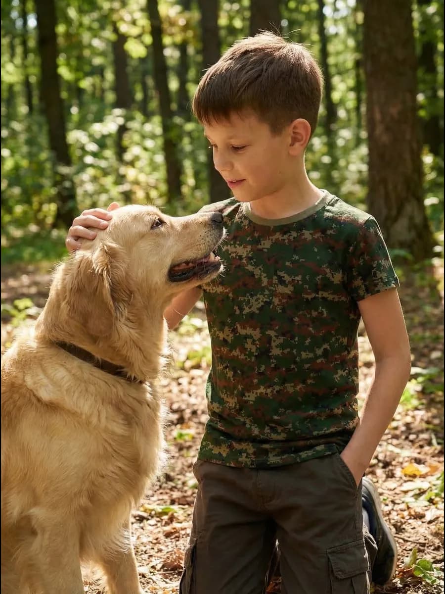 Футболка детская камуфляжная с принтом милитари