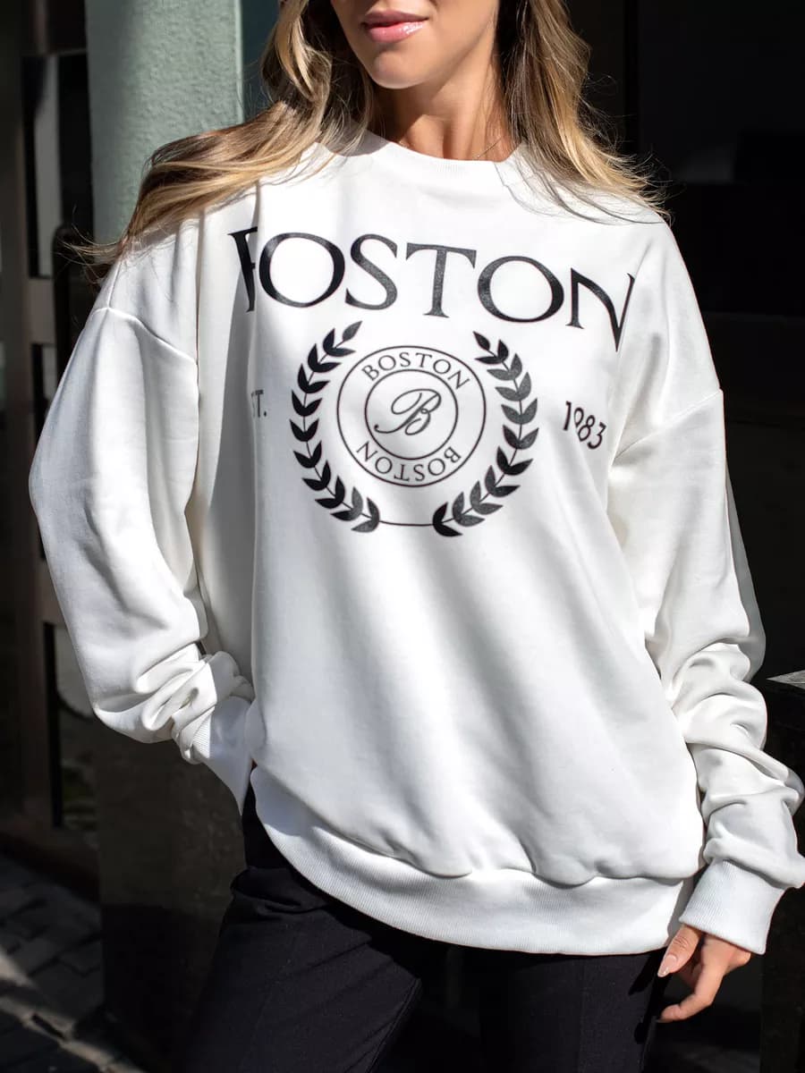 Свитшот утепленный свободная кофта с принтом