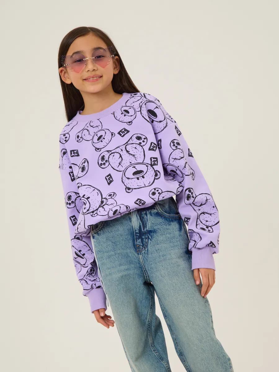 Свитшот с мишками оверсайз в школу