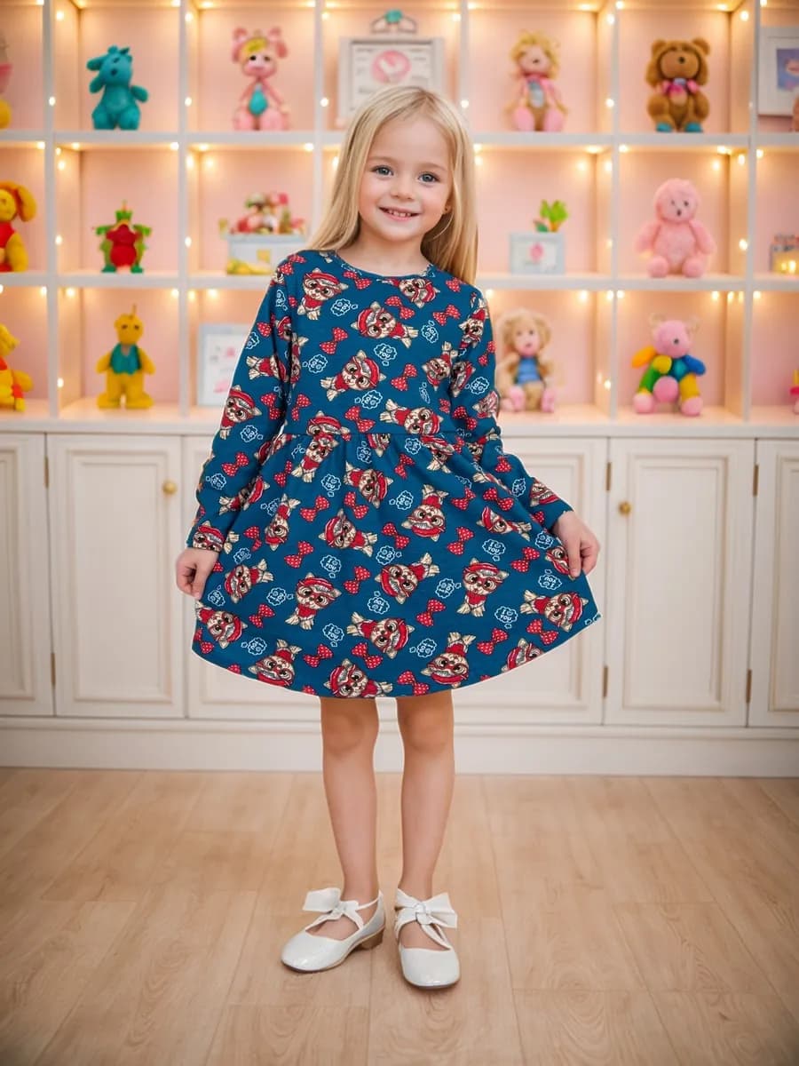 Платье в садик с длинным рукавом