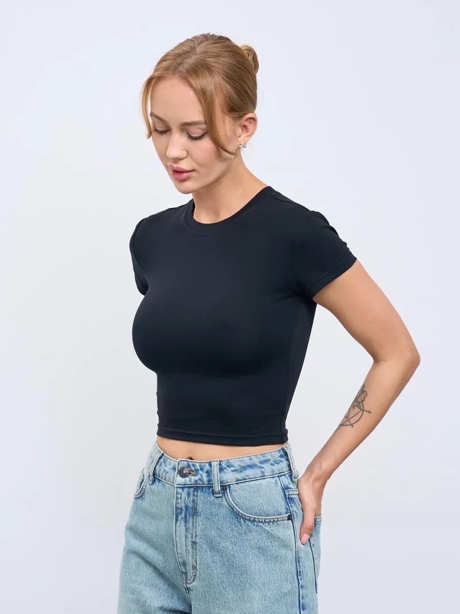 Топ футболка женская с коротким рукавом спортивная летняя